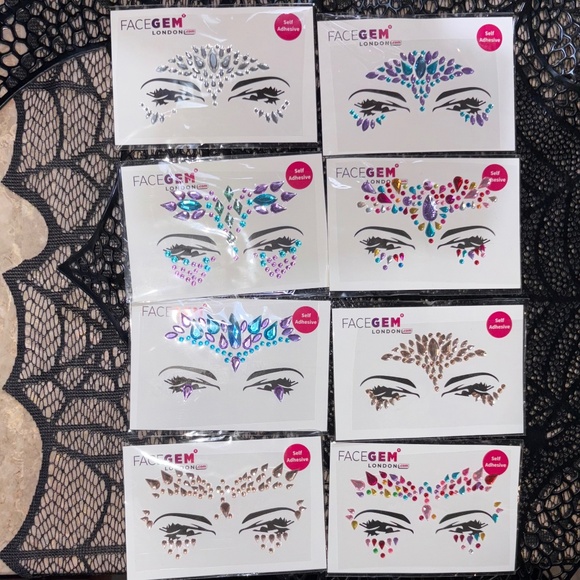 New 8 Pcs Face Jewels Rhinestone Face Gems Self Adhesive Body Crystal Stickers - Picture 1 of 10